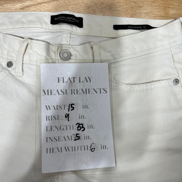 Banana Republic Cropped Girlfriend Jeans Raw Hem Women's 27 White Resortwear - Picture 9 of 10